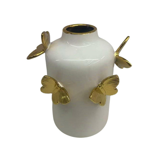 Papillon Cream & Gold Decorative Butterfly Vase Accessories 