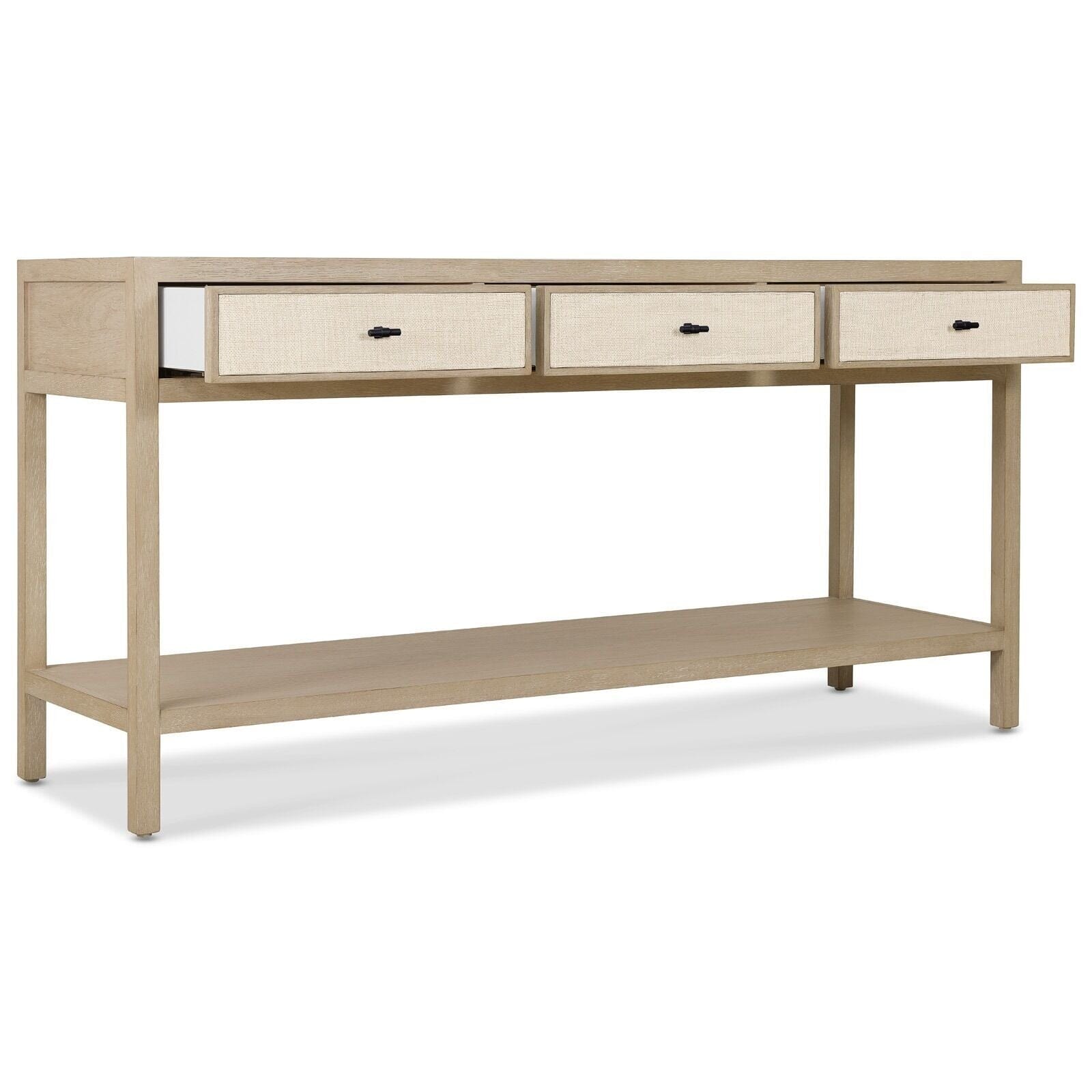 Paradigm Light Oak & Linen 3 Drawer Console Table Furniture 