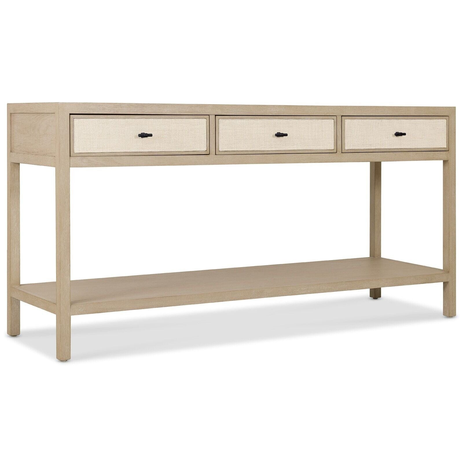 Paradigm Light Oak & Linen 3 Drawer Console Table Furniture 