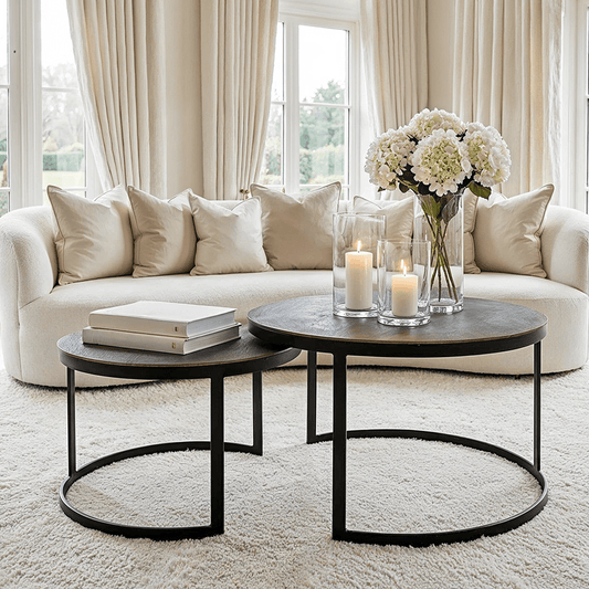 Pemberley Black & Antique Bronze Nested Coffee Tables Furniture 