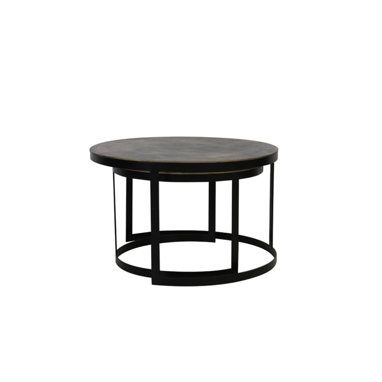 Pemberley Black & Antique Bronze Nested Coffee Tables Furniture 
