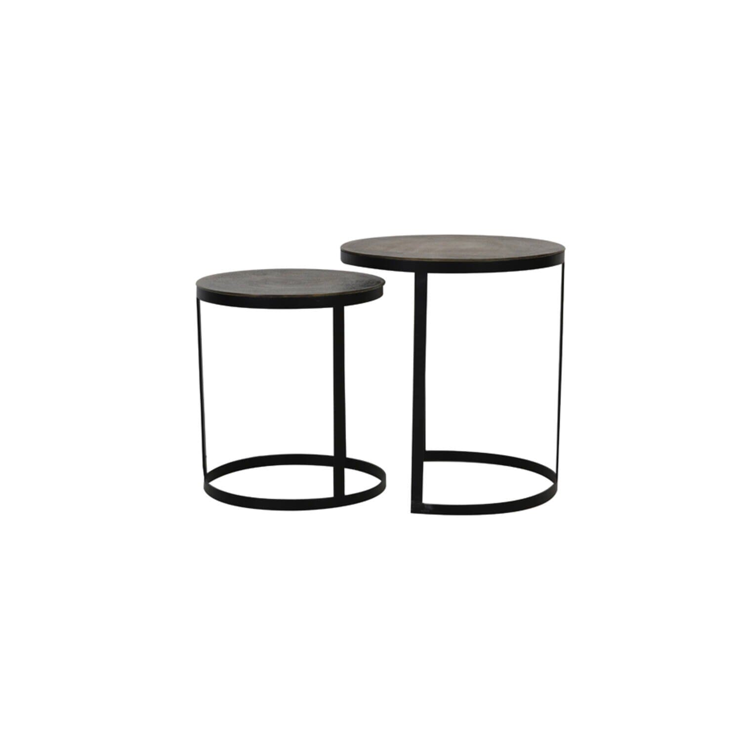 Pemberley Black & Antique Bronze Nested Side Tables Furniture 