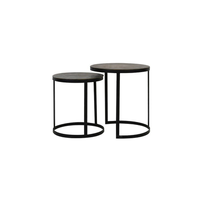 Pemberley Black & Antique Bronze Nested Side Tables Furniture 
