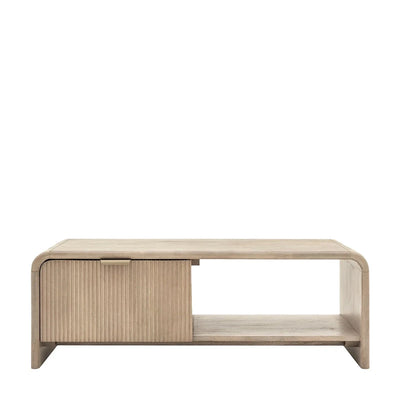 Penelope Luxury Ribbed Wooden 1 Door Coffee Table Furniture 