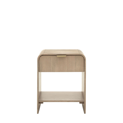 Penelope Luxury Ribbed Wooden 1 Drawer Bedside Table Furniture 