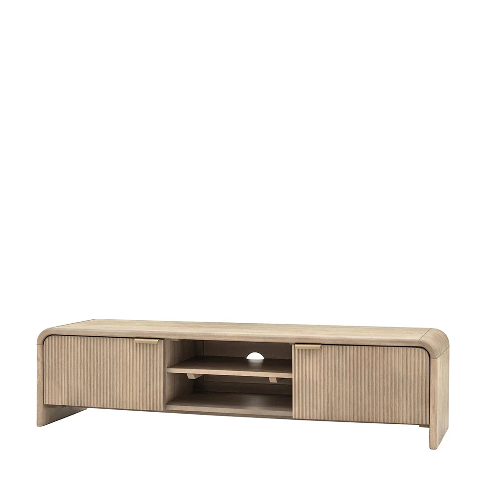 Penelope Luxury Ribbed Wooden 2 Door Media Unit Furniture 