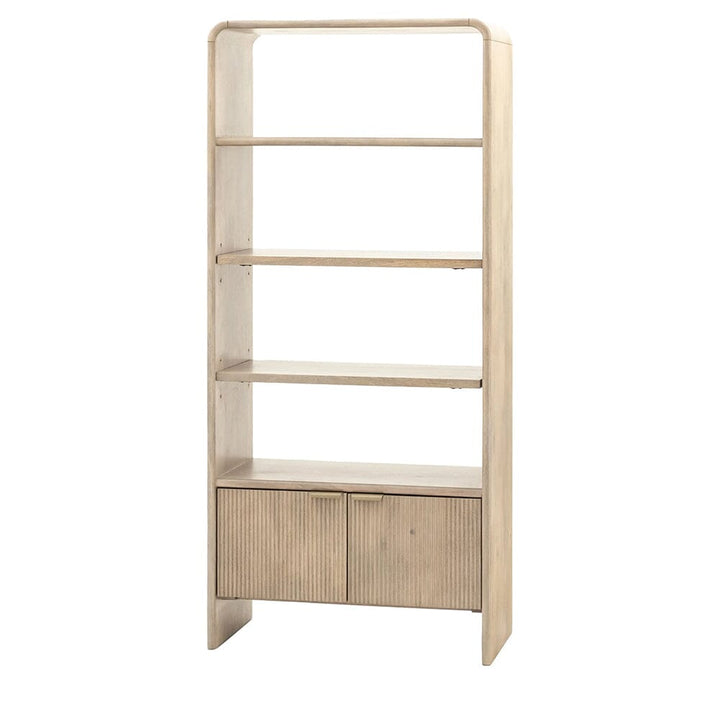 Penelope Luxury Ribbed Wooden 2 Door Open Display Unit Furniture 