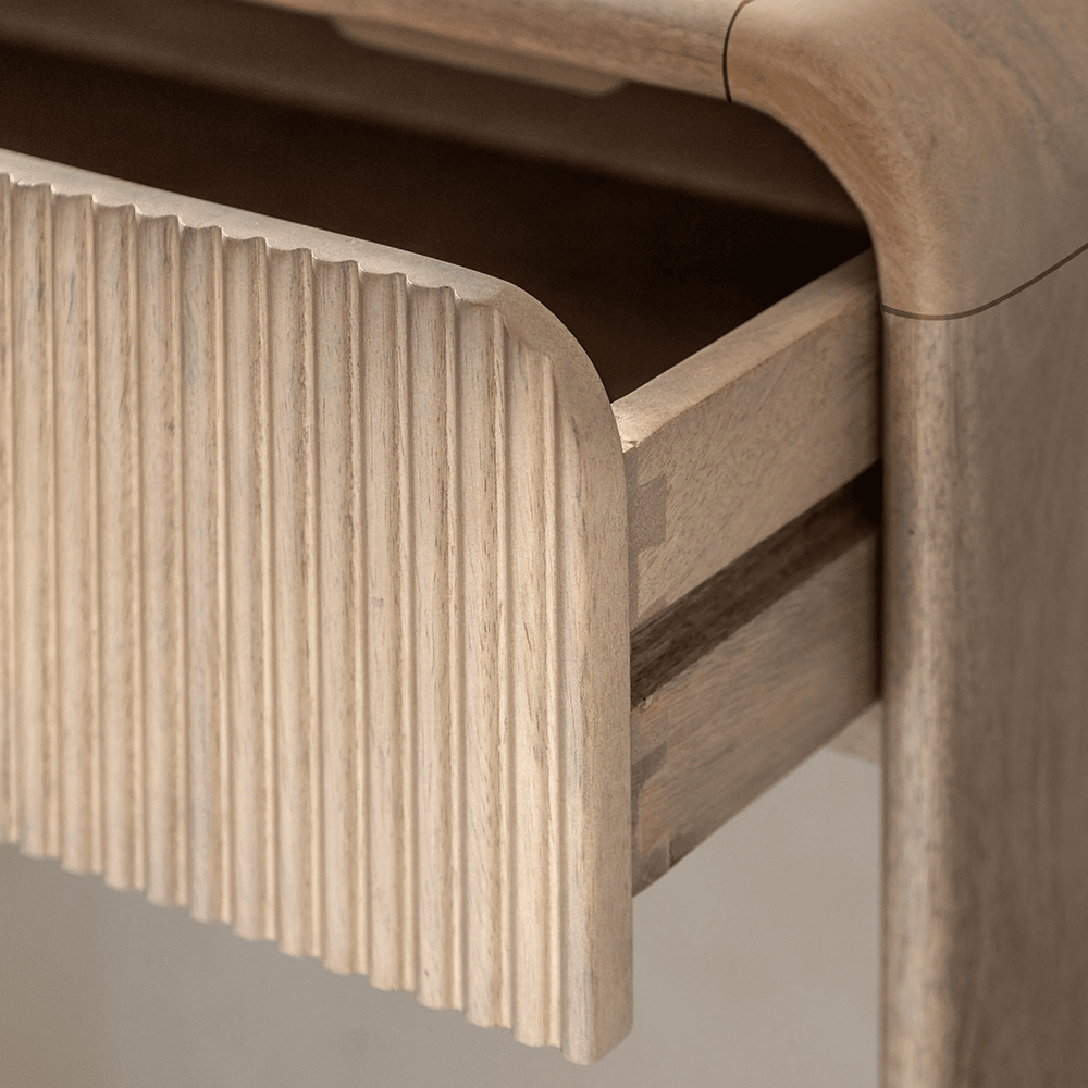 Penelope Luxury Ribbed Wooden 2 Drawer Console Table Furniture 