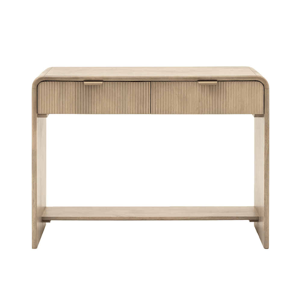 Penelope Luxury Ribbed Wooden 2 Drawer Console Table Furniture 