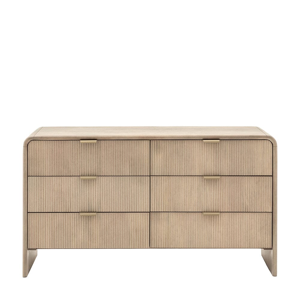 Penelope Luxury Ribbed Wooden 6 Drawer Chest Furniture 