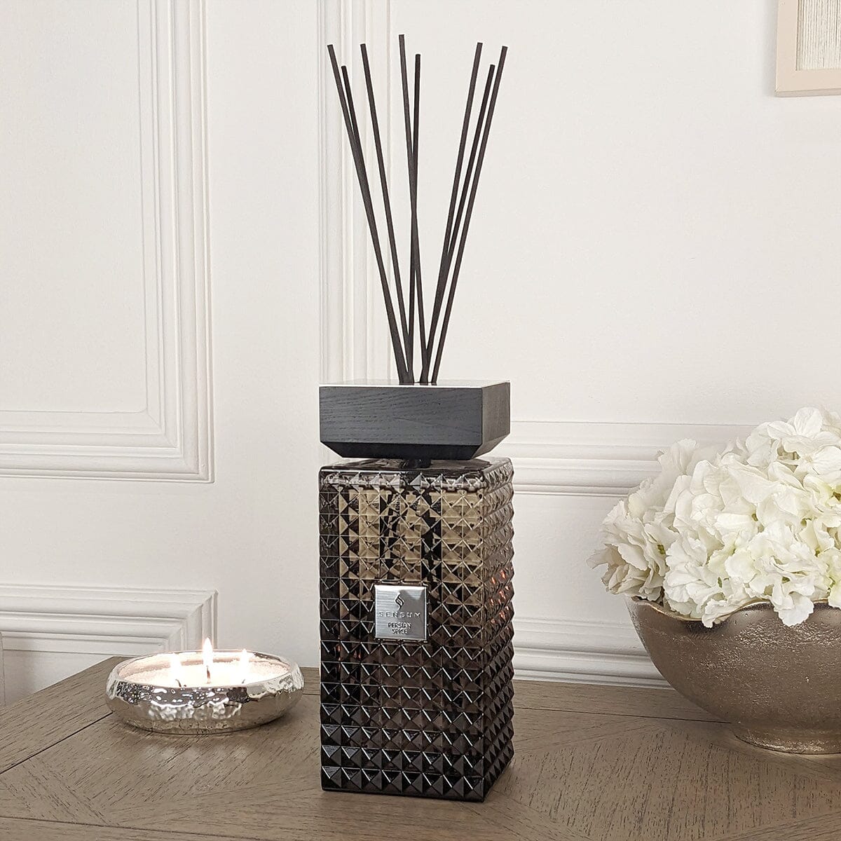 Persian Spice Large Black & Silver Luxury Reed Diffuser - 1000ml Fragrance 