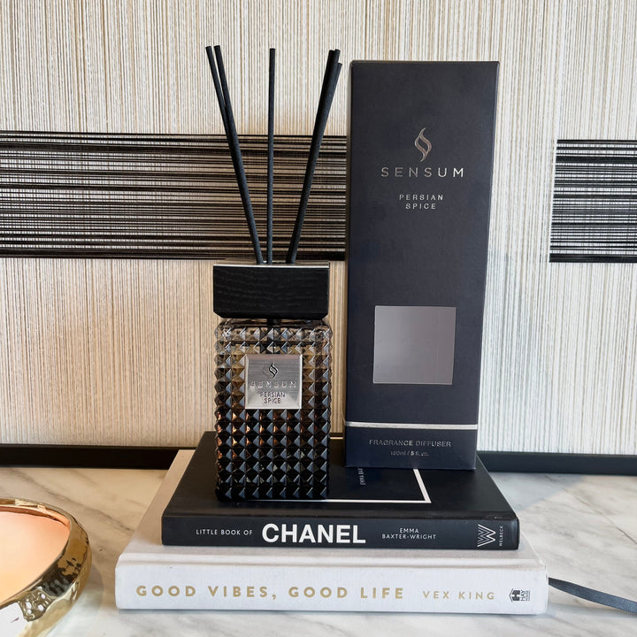 Persian Spice Petite Black & Silver Luxury Reed Diffuser - 150ml Fragrance 
