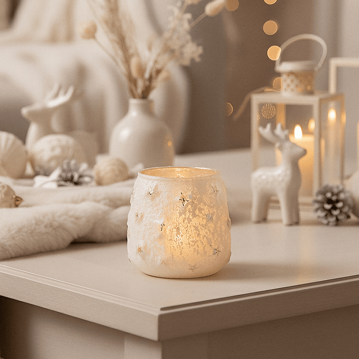 Petite Silver & White Star Candle Holder Accessories 