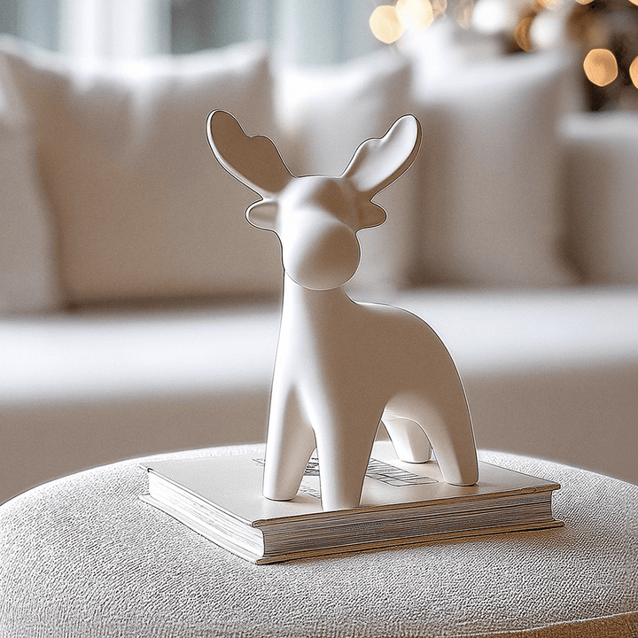 Petite White Decorative Festive Reindeer Ornament Accessories 