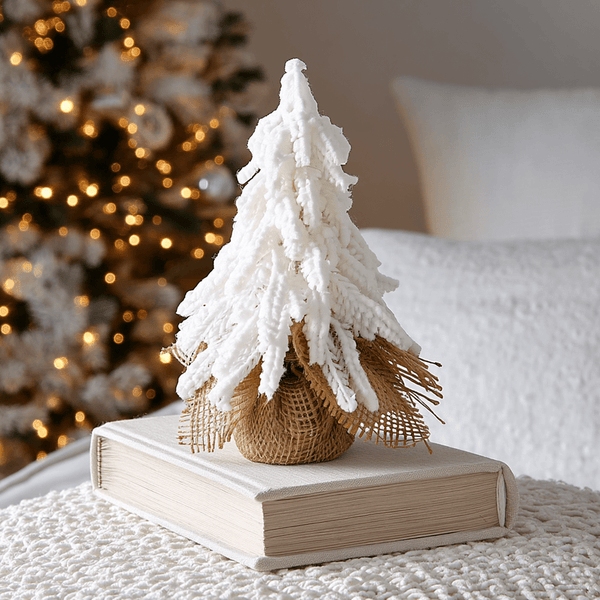 Petite White Tabletop Faux Christmas Tree Accessories 