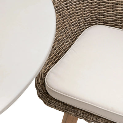 Petra Outdoor Natural 4 Seater Round Dining Set Outdoor 