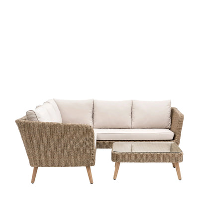 Petra Outdoor Natural Corner Lounge Set with Coffee Table Furniture 