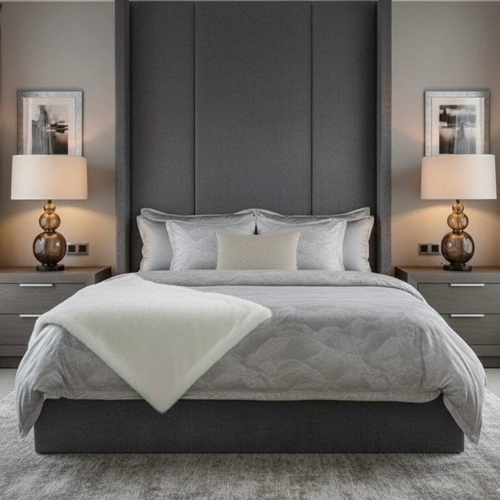 Petunia Grey & Silver Cloud Print Duvet Set Textiles 