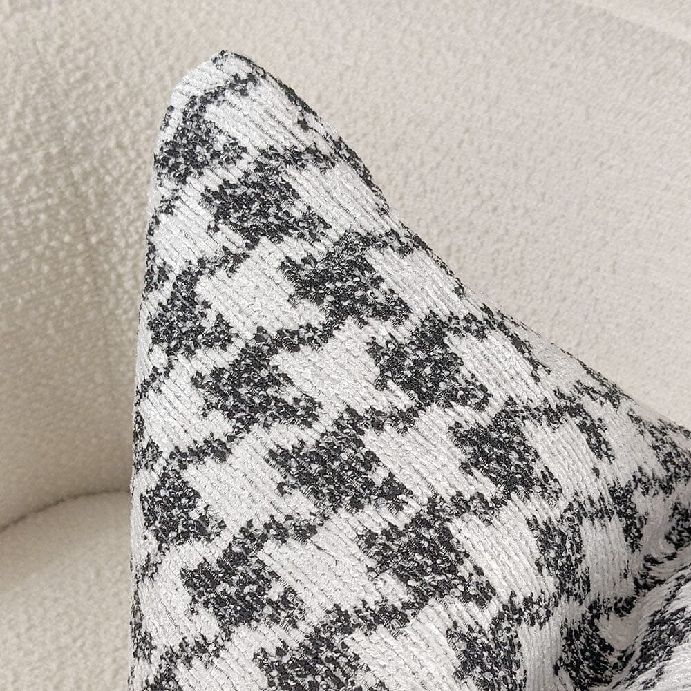 Phoebe Monochrome Houndstooth Patterned Feather Filled Cushion - 50x50cm