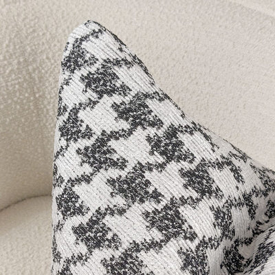 Phoebe Monochrome Houndstooth Patterned Feather Filled Cushion - 50x50cm