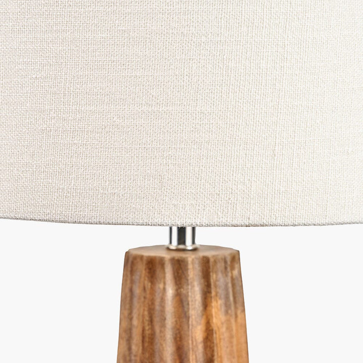 Phoebe Natural Mango Wood Table Lamp with Cream Shade Lighting 