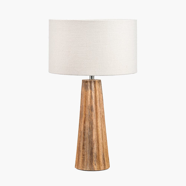 Phoebe Natural Mango Wood Table Lamp with Cream Shade Lighting 