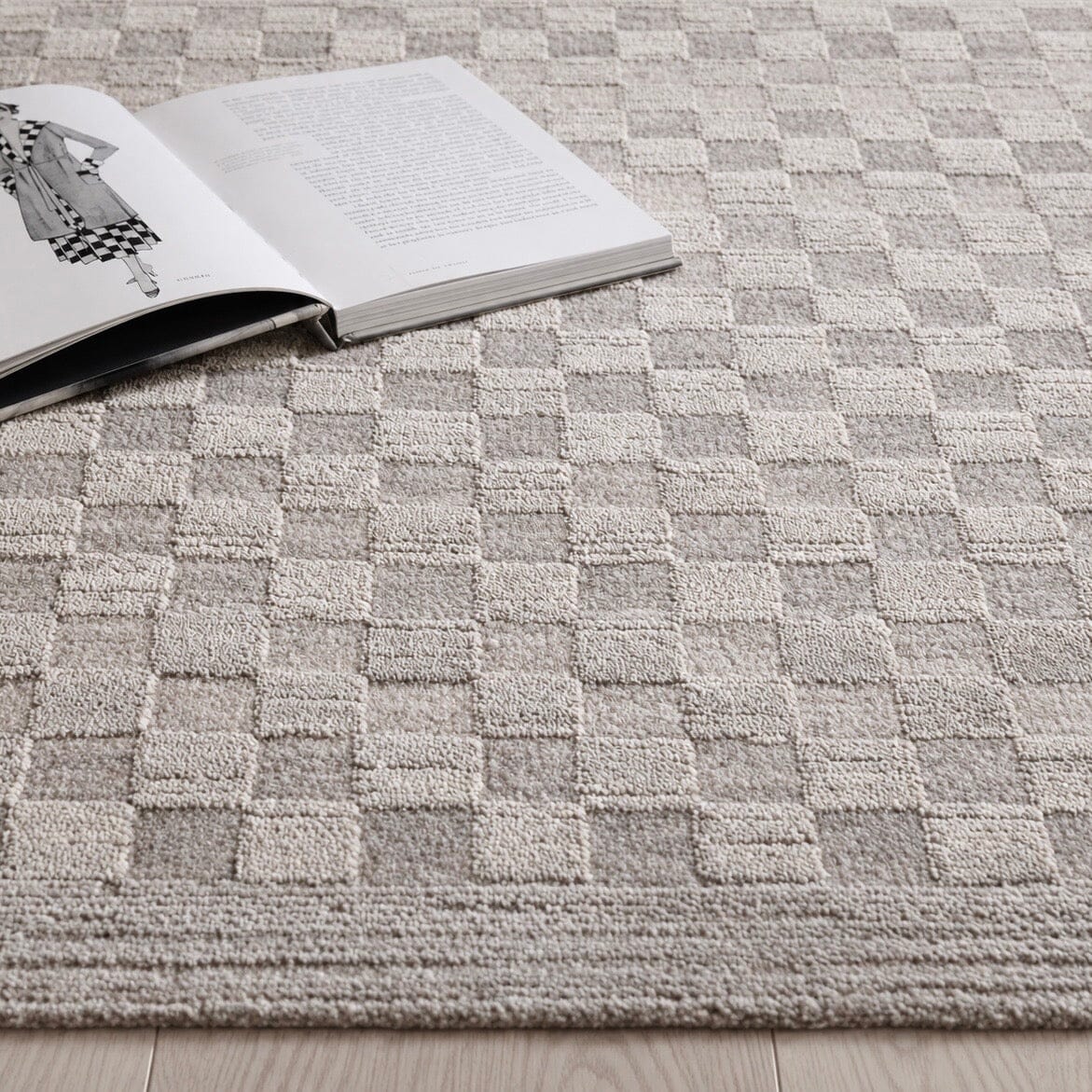 Pigalle Greige Checkerboard Rug 