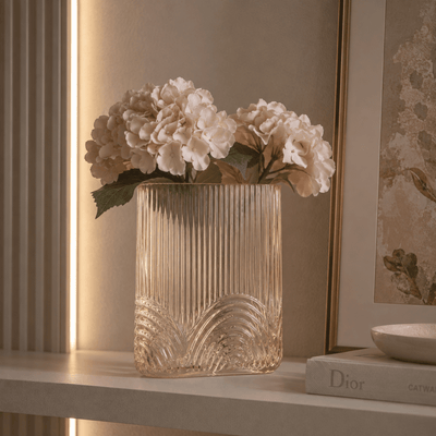 Pink Reeded Glass Vase Accessories 