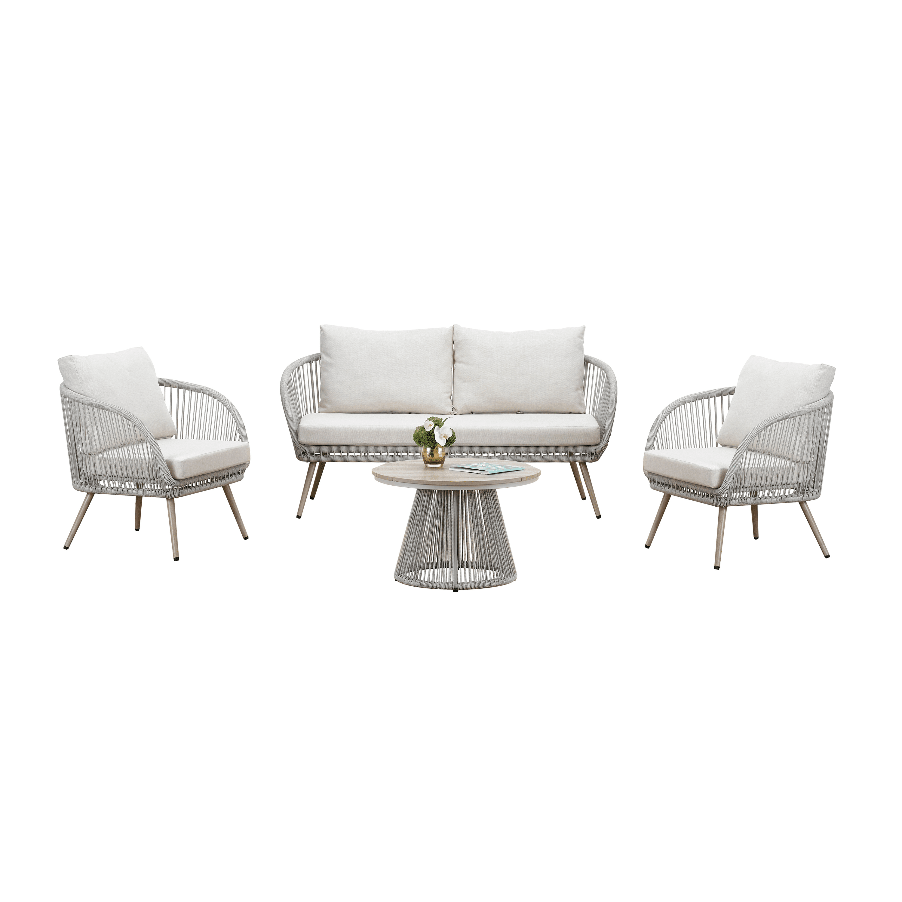Piper Neutral 4 Seater Outdoor Lounge Set Outdoor 