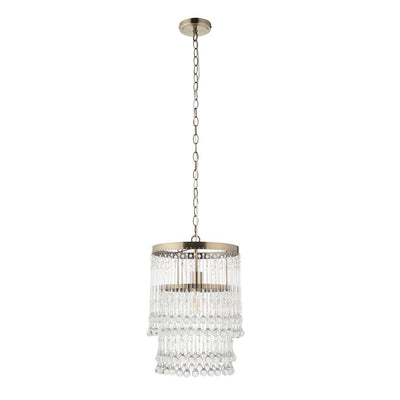 Pippa Antique Brass & Clear Glass Droplet Pendant Ceiling Light Lighting 