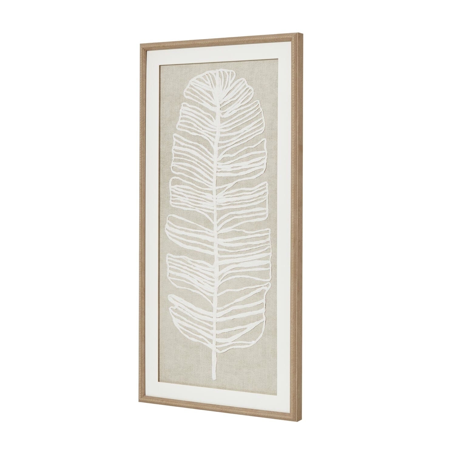Plume Large Taupe & White Feather Wall Art with Beaded Frame Accessories 