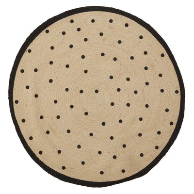 Polly Black & Jute Polka Dot Round Rug Textiles 