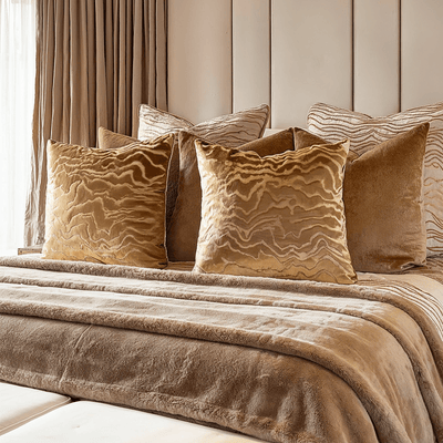 Polter Amber Velvet Pattern Feather Filled Cushion - 50x50cm