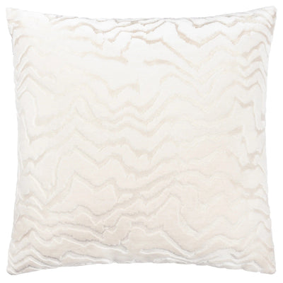 Polter White Velvet Pattern Feather Filled Cushion - 50x50cm