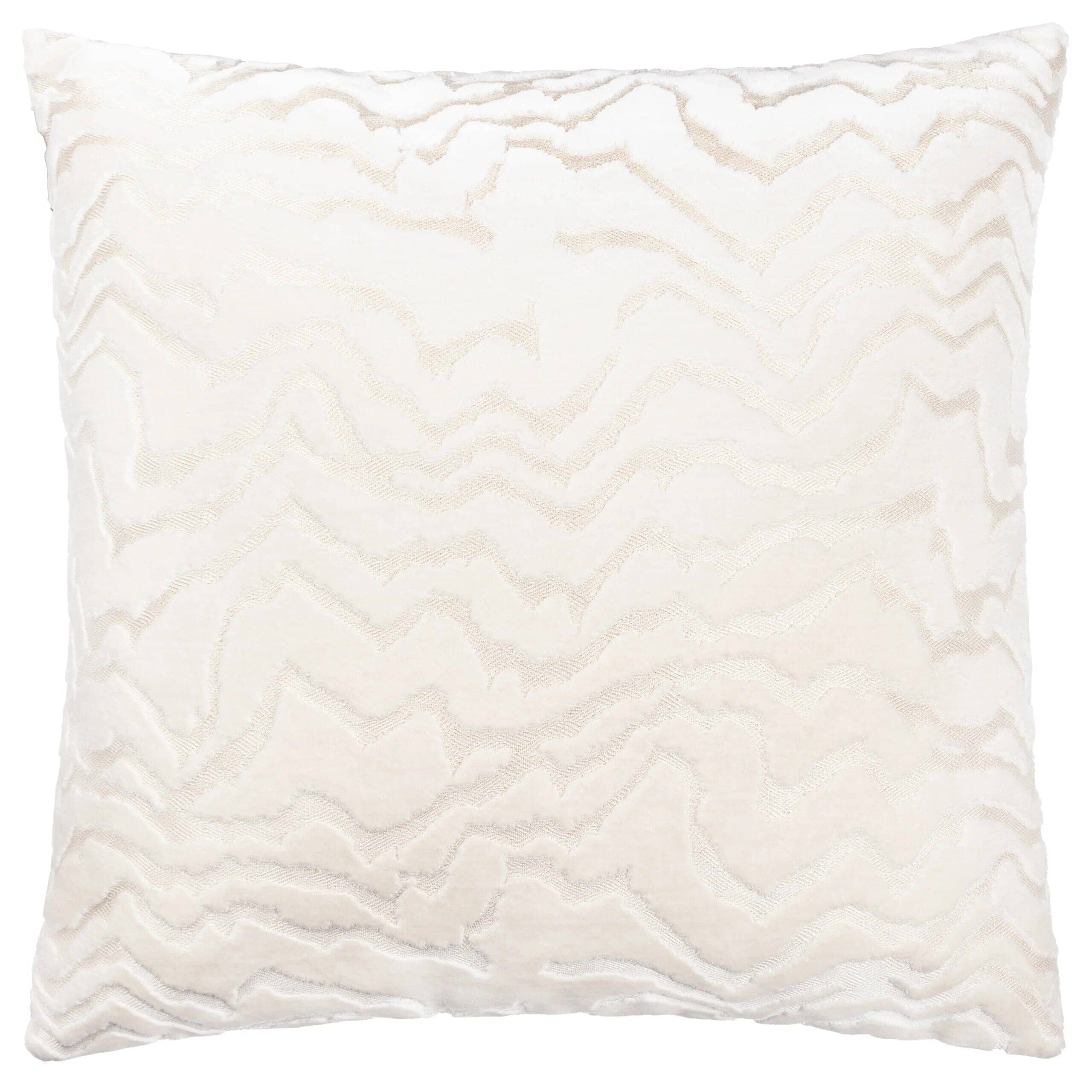 Polter White Velvet Pattern Feather Filled Cushion - 50x50cm Textiles 