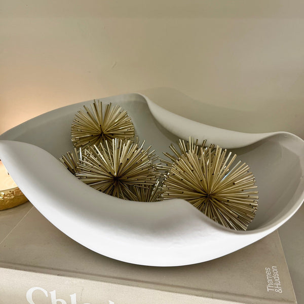 Pom Pom Effect Gold Decorative Balls - Set of 8 Accessories 