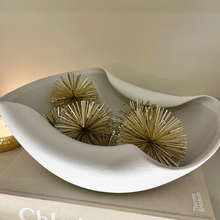 Pom Pom Effect Gold Decorative Balls - Set of 8 Accessories 