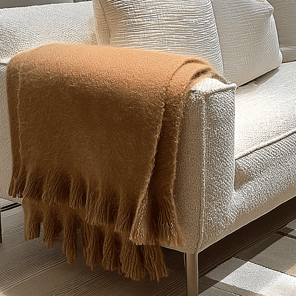 Poppy Rust Soft Touch Tasselled Edge Throw Textiles 