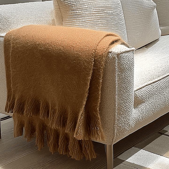 Poppy Rust Soft Touch Tasselled Edge Throw Textiles 
