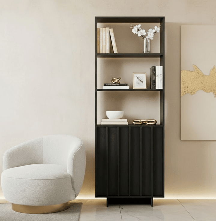 Portia Black Wooden Tall Cabinet Furniture 