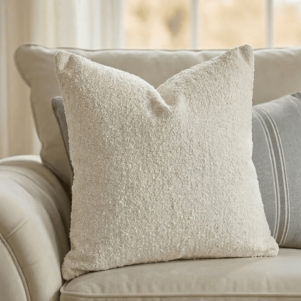 Portofino Cream Boucle Textured Cushion - 56x56cm Textiles 