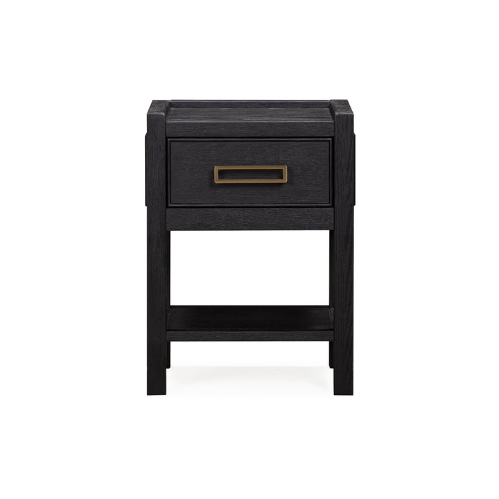 PRE ORDER - Soho Black Oak Veneer 1 Drawer Bedside Table Furniture 