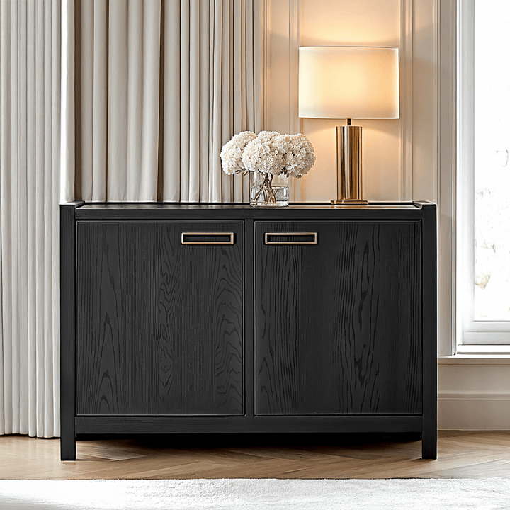 PRE ORDER - Soho Black Oak Veneer 2 Door Sideboard Furniture 