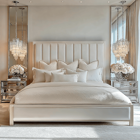 PRE ORDER - Soho Cream Velvet Bed with White Frame Beds and Headboards 