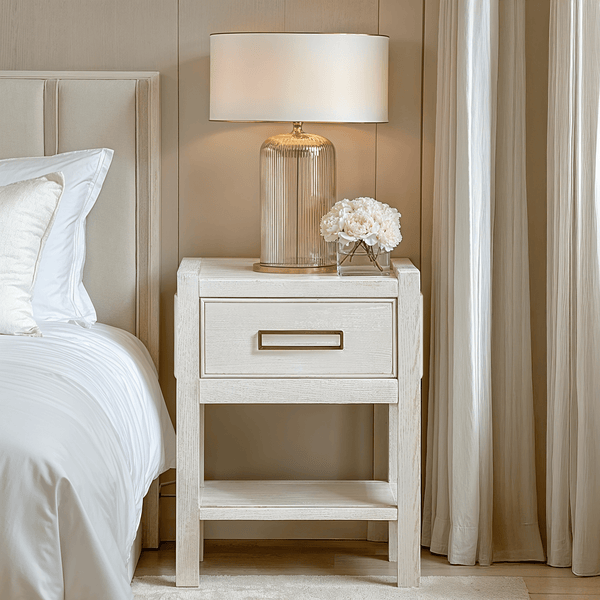 PRE ORDER - Soho White Oak Veneer 1 Drawer Bedside Table Furniture 