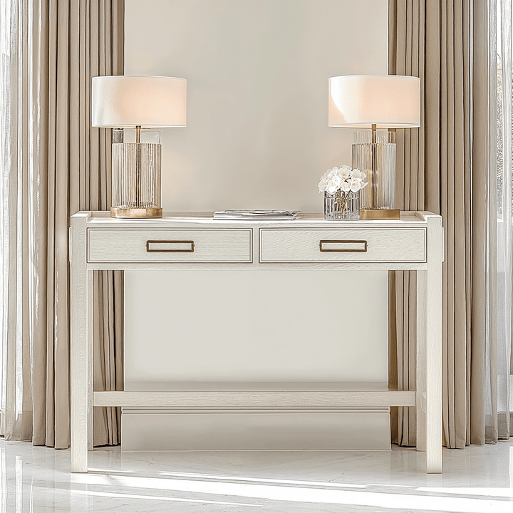 PRE ORDER - Soho White Oak Veneer 2 Drawer Dressing Table Furniture 