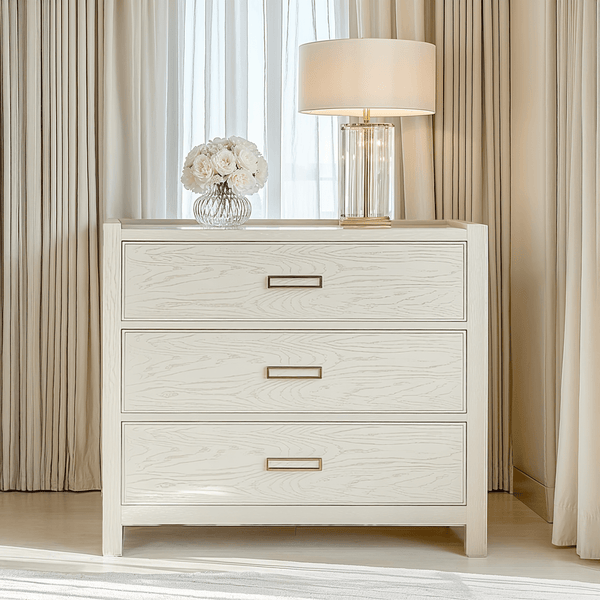 PRE ORDER - Soho White Oak Veneer 3 Drawer Chest Furniture 