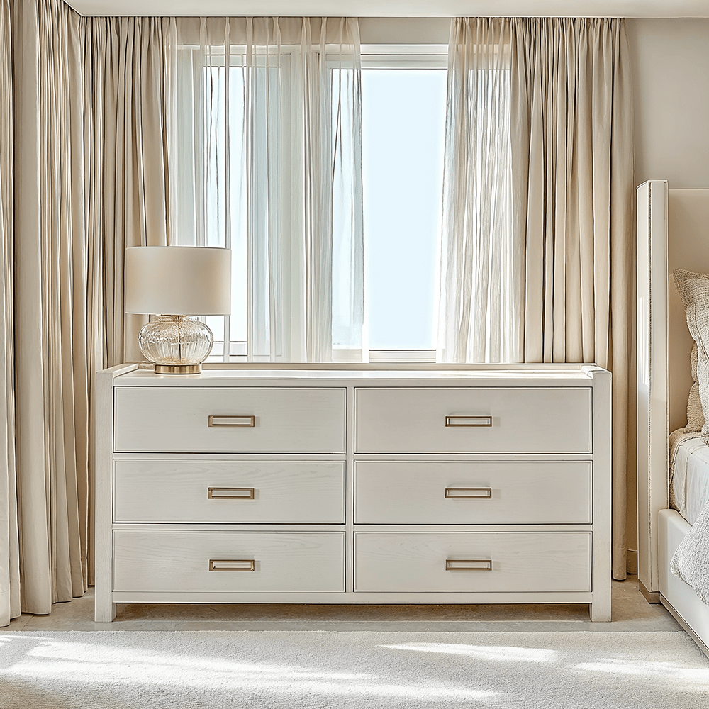 PRE ORDER - Soho White Oak Veneer 6 Drawer Chest Furniture 