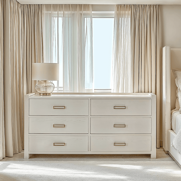 PRE ORDER - Soho White Oak Veneer 6 Drawer Chest Furniture 