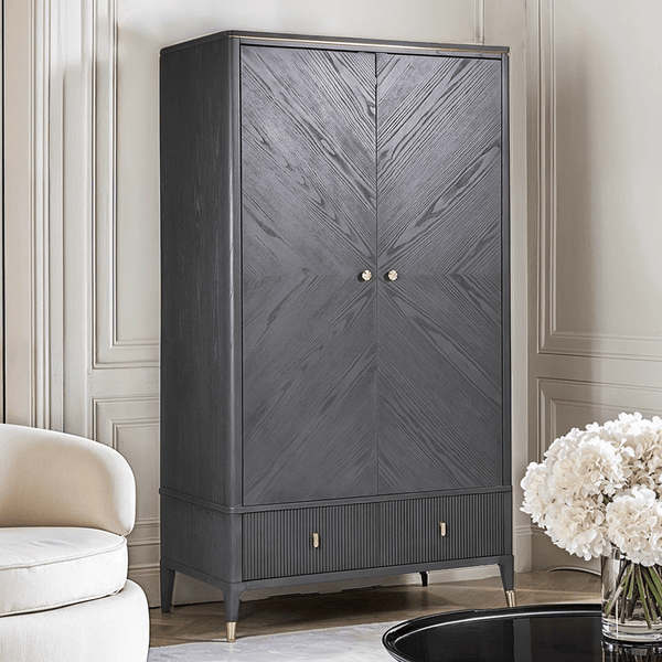 Putney Grey & Gold 2 Door Wardrobe Furniture 